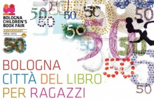 logo della Fiera del Libro di Bologna per il cinquantesimo anniversario